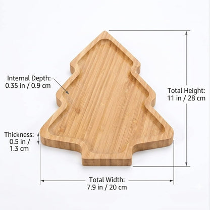 LUOZZY Christmas Tree Candy Dish Wooden Snack Serving Tray 11"x7.9"