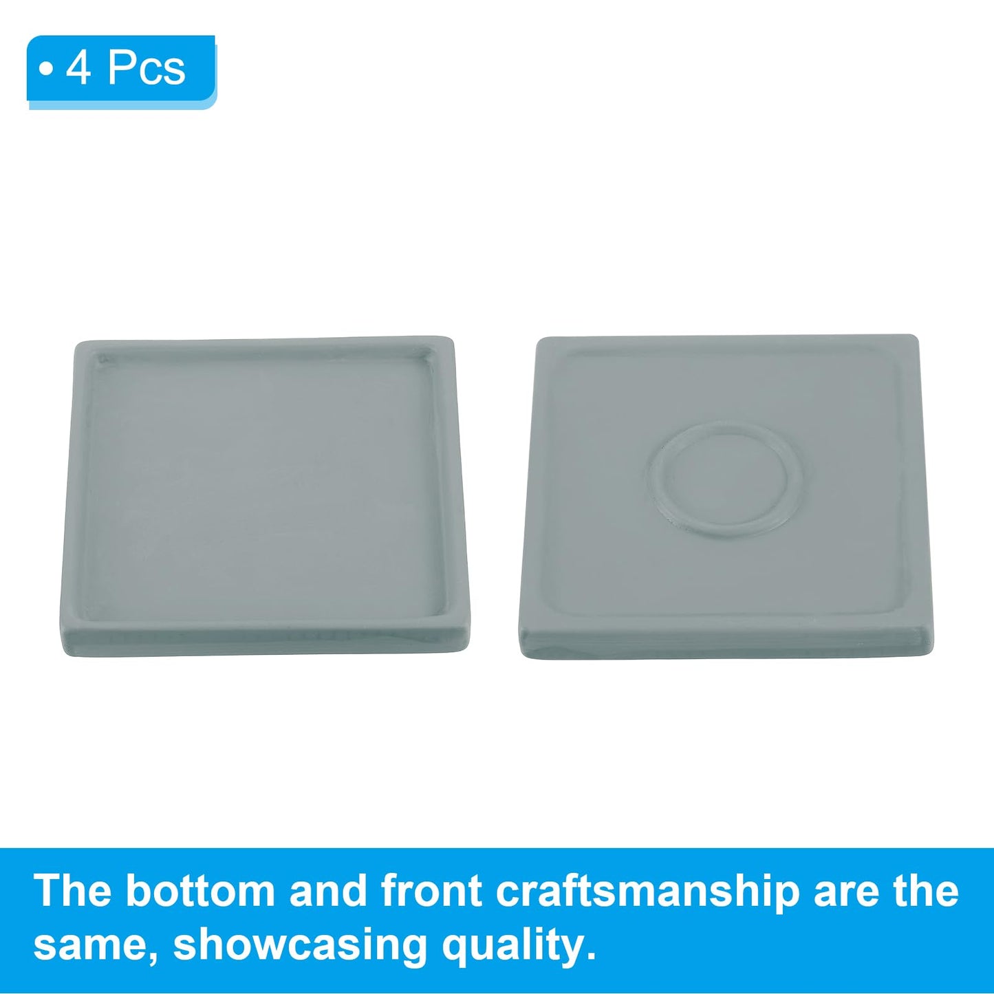 PATIKIL 5 Inch Plant Pot Saucers, 4 Pack Ceramic Square Plant Saucer Tray Flower Planter Drip Tray for Indoors Outdoors Patio Balcony, Dark Grey