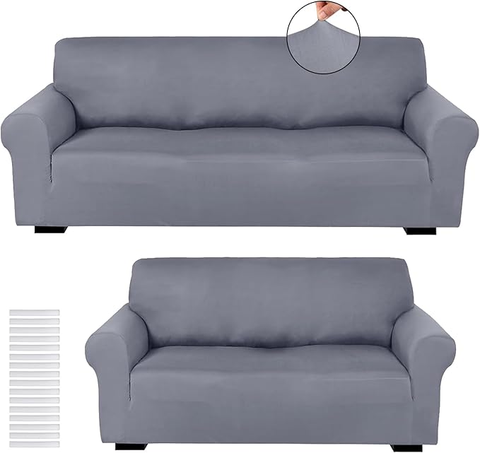 Peryiter 2 Pcs Sofa Covers Couch and Loveseat Covers Set Stretch Sofa Slipcover