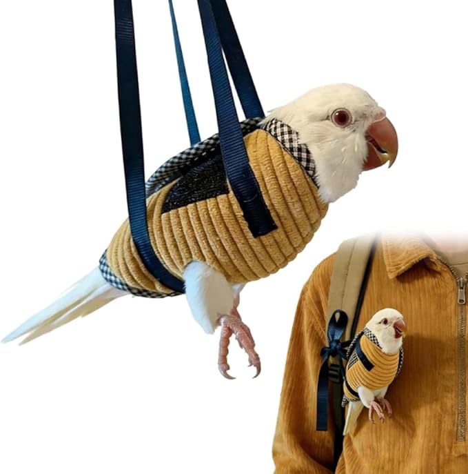 Bird Sling Carrier Bag, Parrot Restrained Vest Escape Resistant Birds Carrier Harness for Budgie, Cockatiel, Green-cheeked Conure, Soft Bird Diaper Flight Suit, for Daily Outdoor & Nail Trimming (XL)