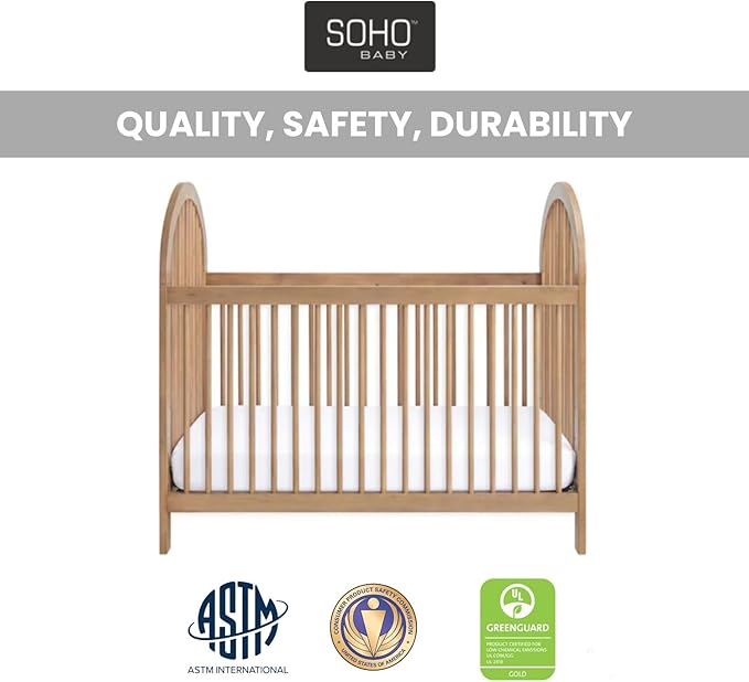 Soho Baby Everlee Convertible Island Crib, Honey Wood