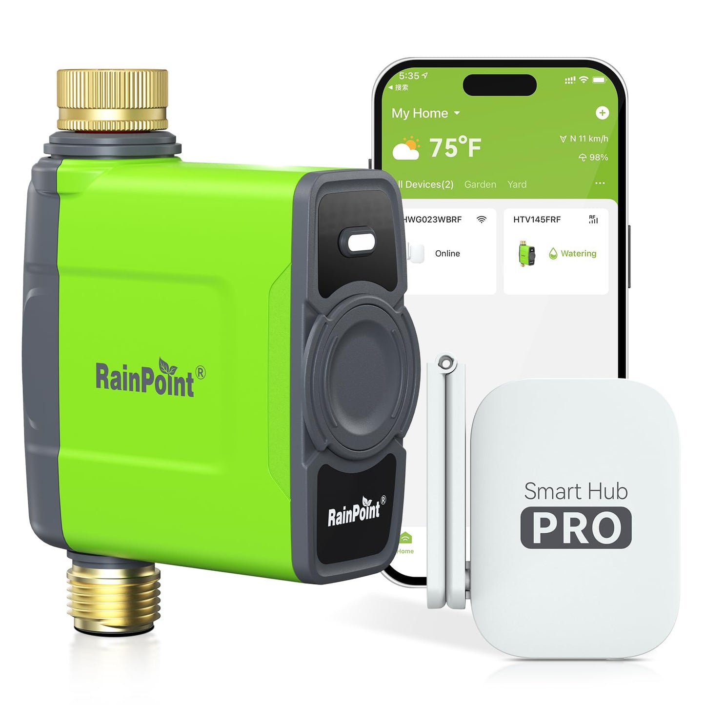 RAINPOINT WiFi Water Timer for Garden Hose, WiFi Sprinkler Controller, Smart Hose Timer Valve, Automatic Drip Irrigation System/Rain Delay for Garden/Lawn/Yard (Brass Inlet & Outlet, WiFi Gateway)