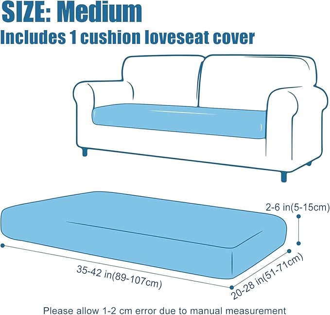 Smiry Waterproof Couch Cushion Covers, Stretch Jacquard Thick Sofa Cushion