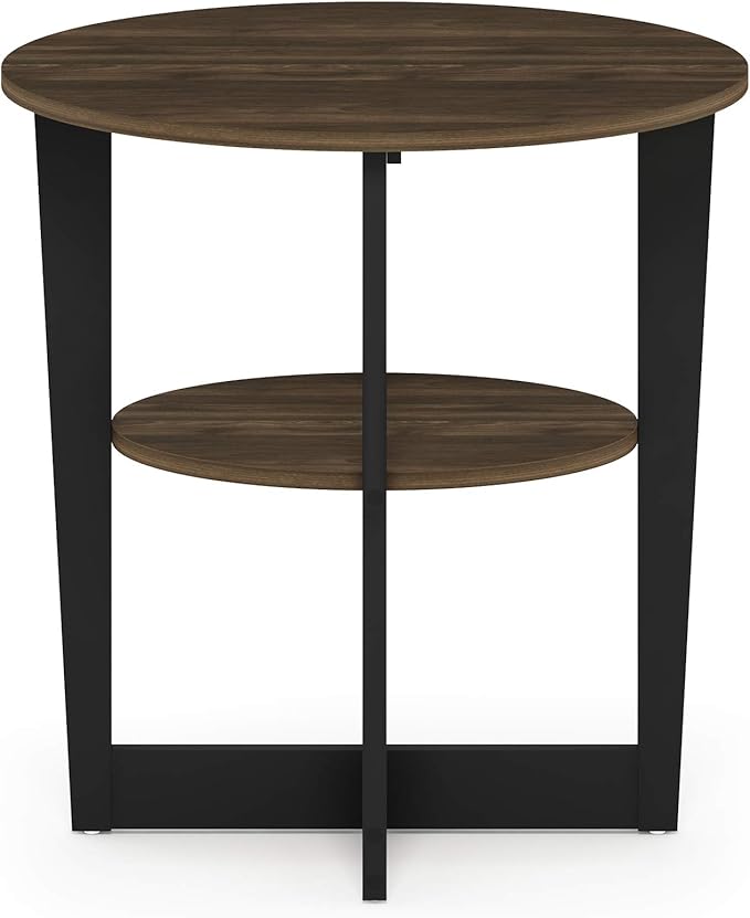 Furinno JAYA Side Table, 2-Tier Round Modern End Table