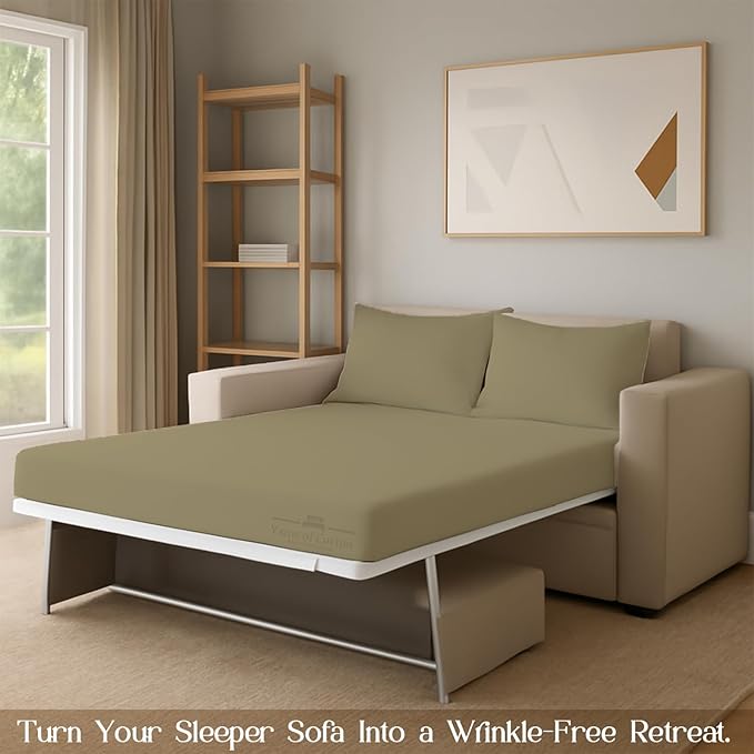 Sleeper Sofa Bed Sheet, 100% Cotton 400 Thread Count, 4 Piece Set, Deep Pocket