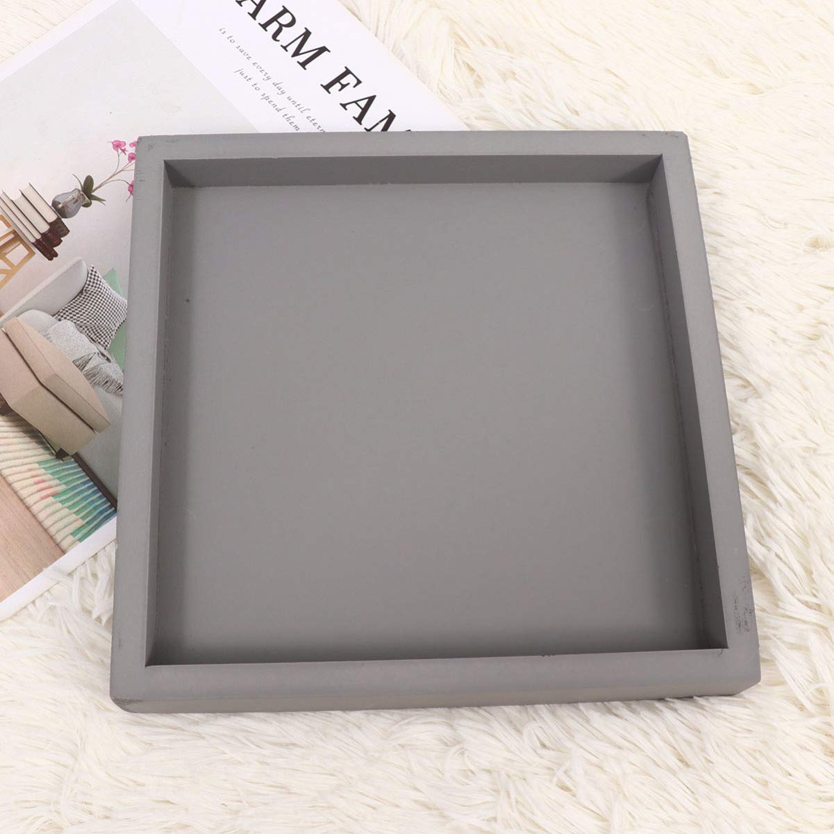 DOITOOL 8.89 Inch Square Thickened Flower Pot Tray Leakproof Plant Saucer Multi-Functional Indoor Balcony Garden Base Grey