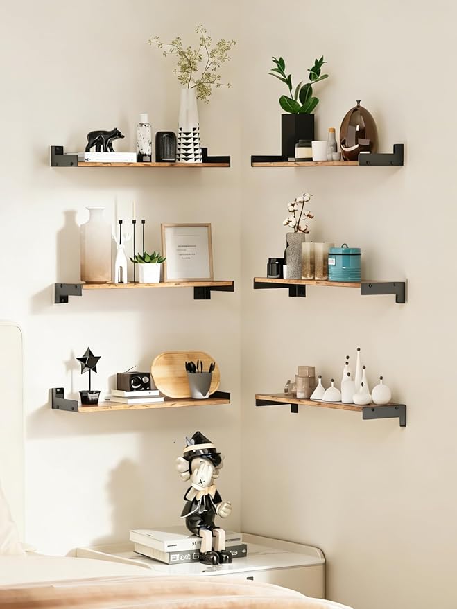 Floating Shelves for Wall, Shelves for Decor Storage Set of 6, Wall Mounted