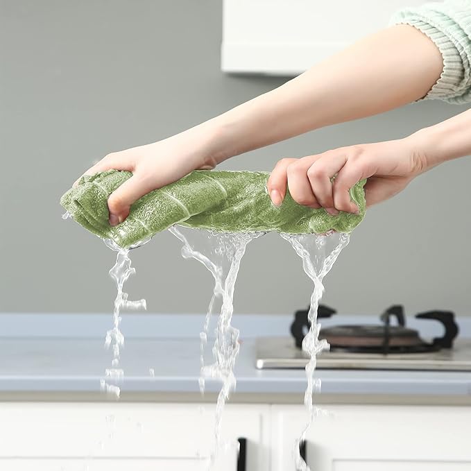 Microfiber Kitchen Towels and Dishcloths Set, 26 X 18 Inch and 12 X 12 Inch