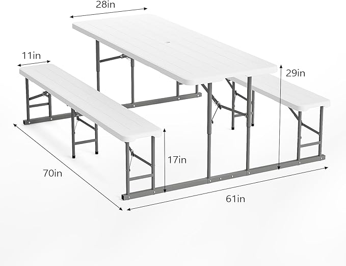 VINGLI Folding Picnic Table and Bench Set