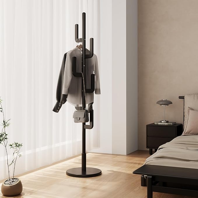 Muwuele Solid Wood Cactus Coat Rack, Freestanding Coat Rack