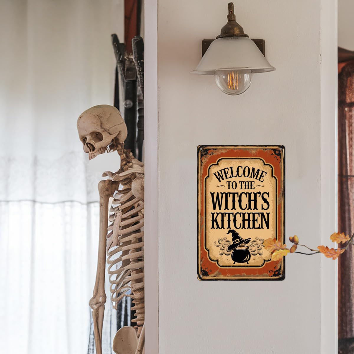 Welcome To The Witch's Kitchen Halloween Metal Tin Sign, Rustic Wall Decor For Kitchen, Farmhouse, Halloween Party, Entryway Decorative Signs & Plaques 8x12 Inch