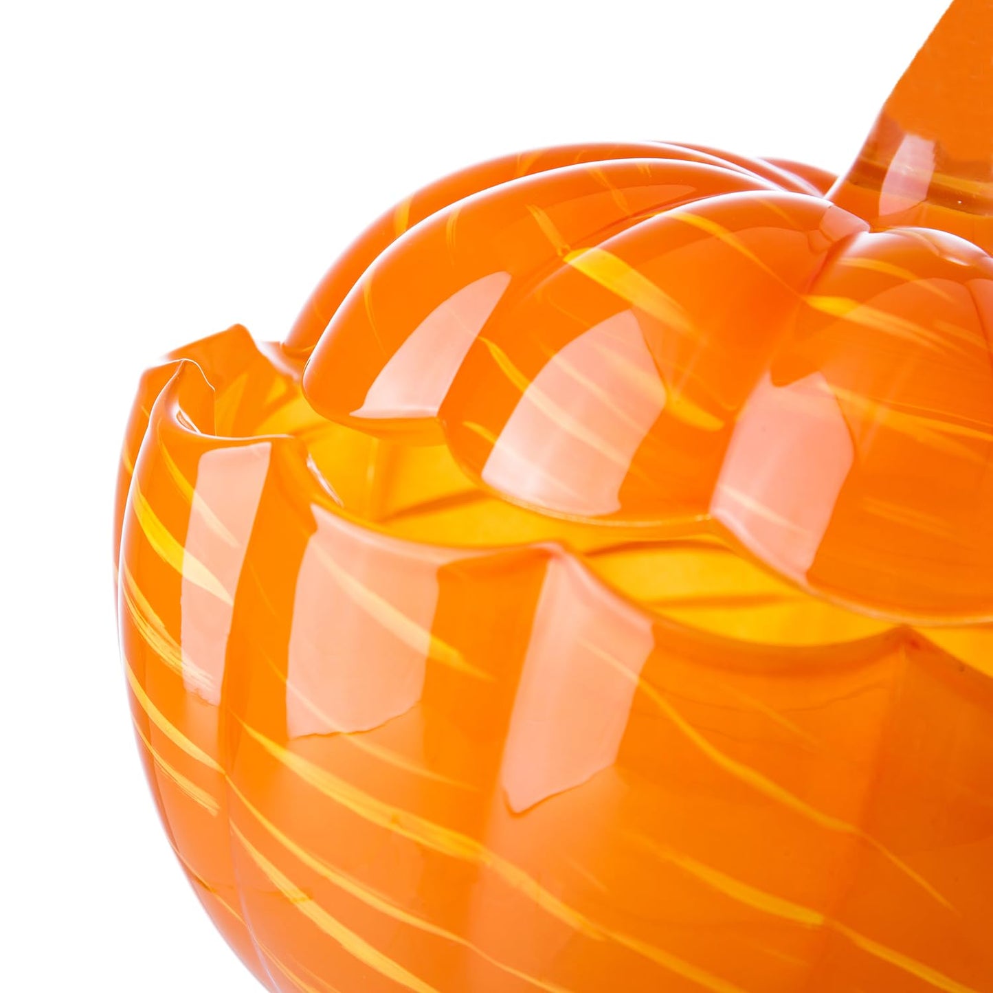 Crystal Pumpkin Jar with Cover, Glass Decorative Wedding Candy Bowl Snack Candy Dish Storage with Lid Organizer Canisters Home Decor Fall Thanksgiving Halloween Party Centerpieces (L, Orange)