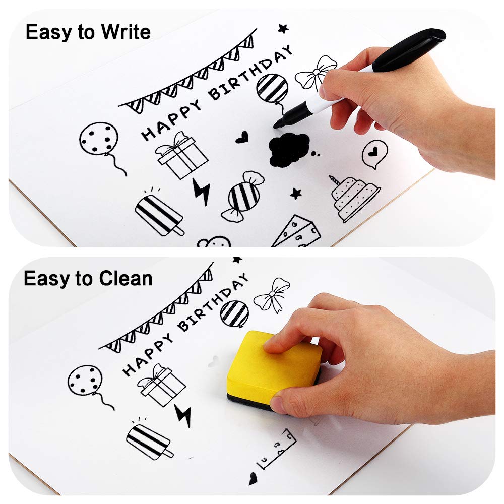 Dry Erase Lapboards, HERKKA 25 Pack Double Sided Dry Erase Lap Boards 9 x 12.5 Inch, 25 Markers, 25 Erasers, Small Dry Erase Boards for Students Classroom Teacher Supplies
