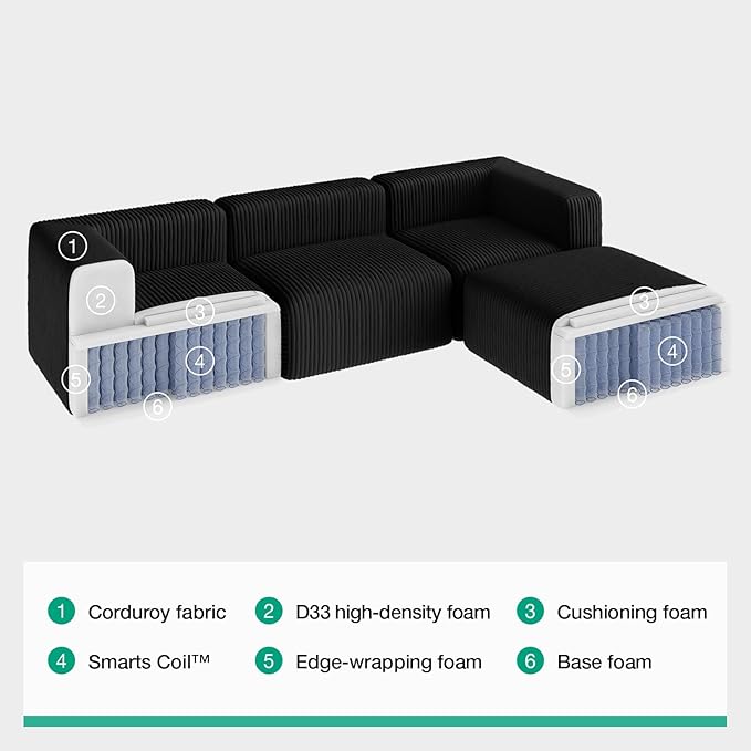 Novilla 141" Modular Sectional Sofa, Modern Cloud Sectional Couch