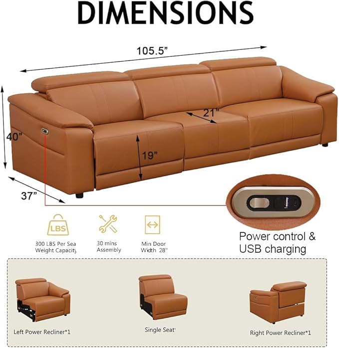 Power Recliner Sofa Set, Reclining Sectional Sofa Couch
