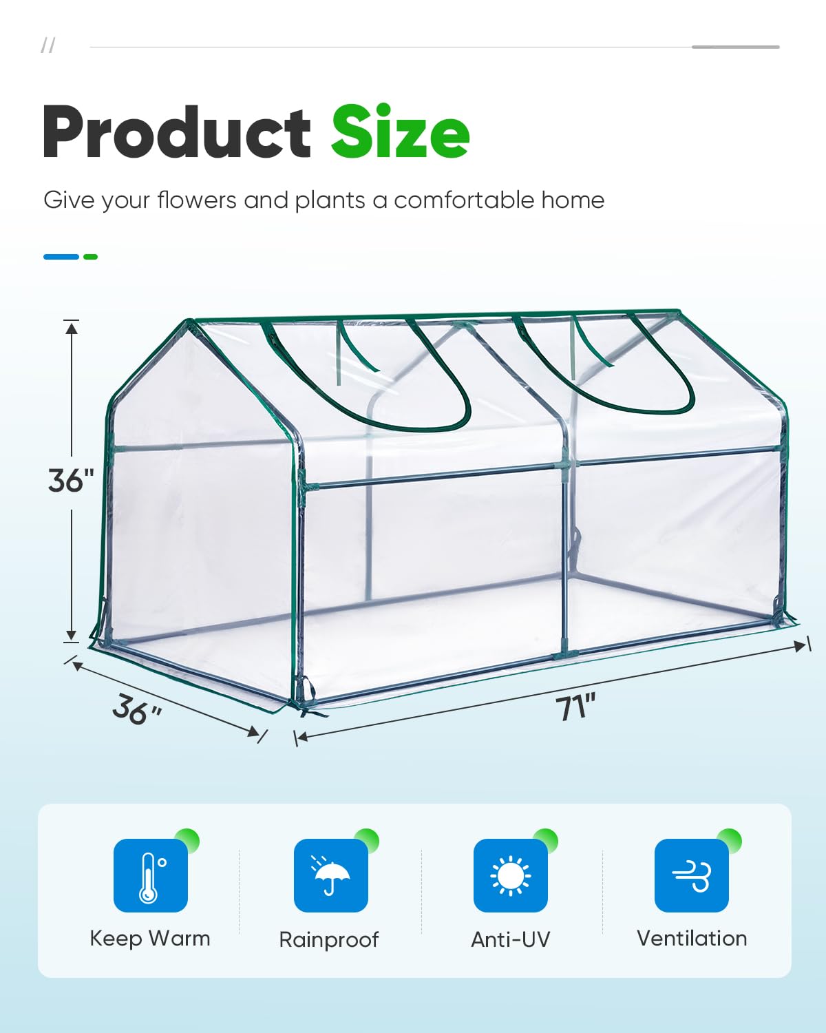 Quictent Mini Greenhouse, Portable Quick-Setup Small Tabletop Waterproof UV Protected PVC Cover Shelter for Outdoors/Indoors W/ Raised Base for Garden Plant Seed Starting, 71"x36"x36" Clear