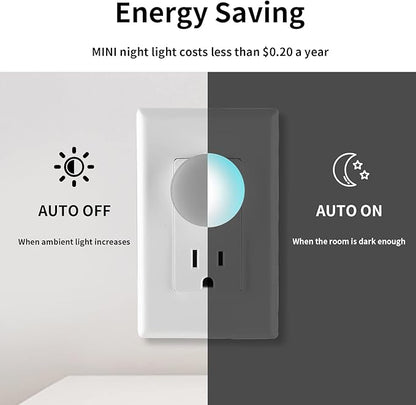 Mini Plug in Night Light, Dusk to Dawn Sensor, 4-Color, LED Toilet Night Lights, Dimmable Color Changing, for Kids Breastfeeding, Sleep Aid, Bedroom, Nursery, Hallway, 4Pack
