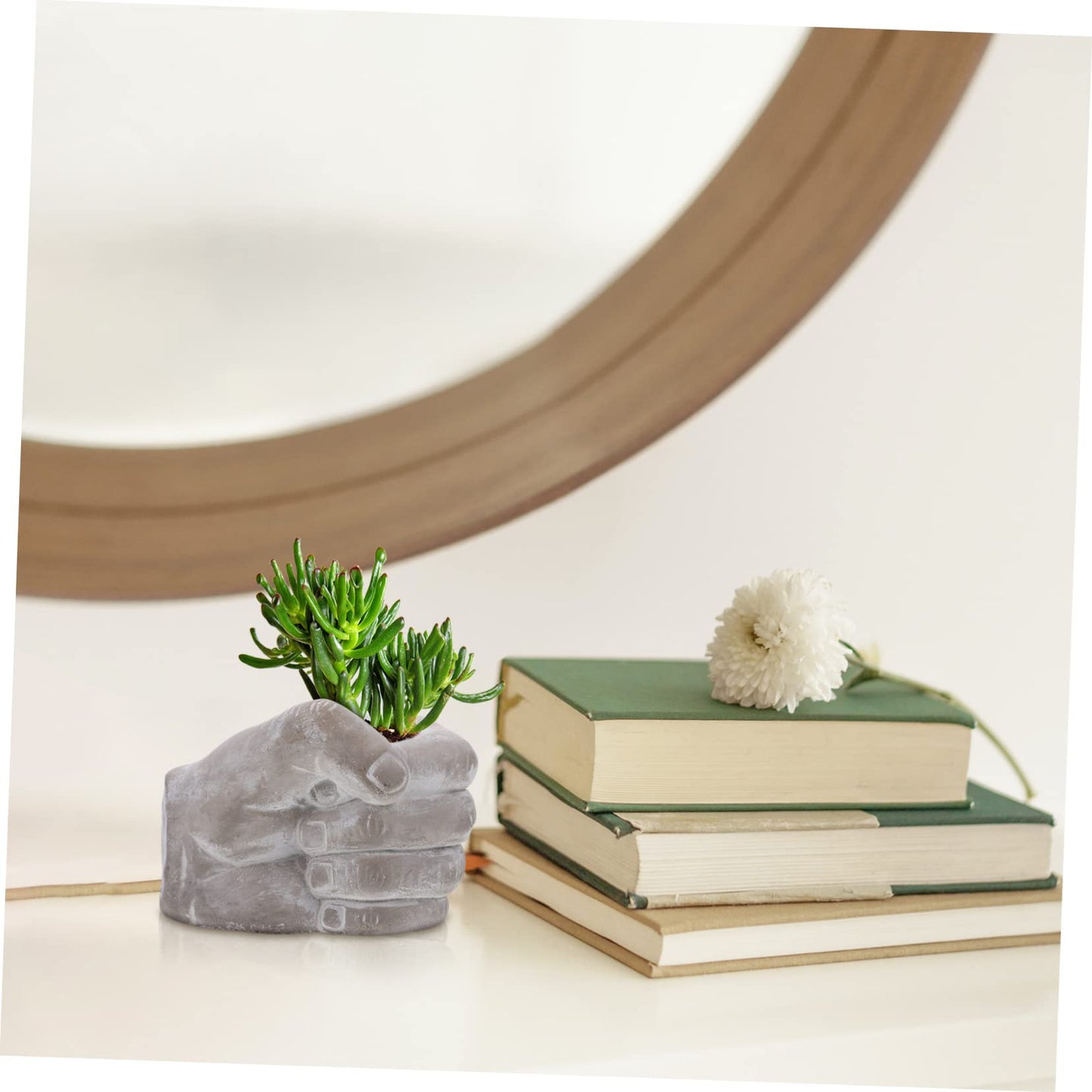 KONTONTY Fist Shape Cement Flower Pot Succulent Planter Indoor Outdoor Decorative Hand Shaped Plant Container for Home Balcony Patio