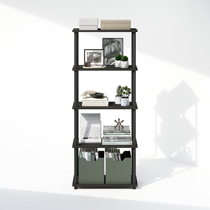 Furinno Turn-N-Tube Book Shelf, 5-Tier Bookshelf, Bookcase