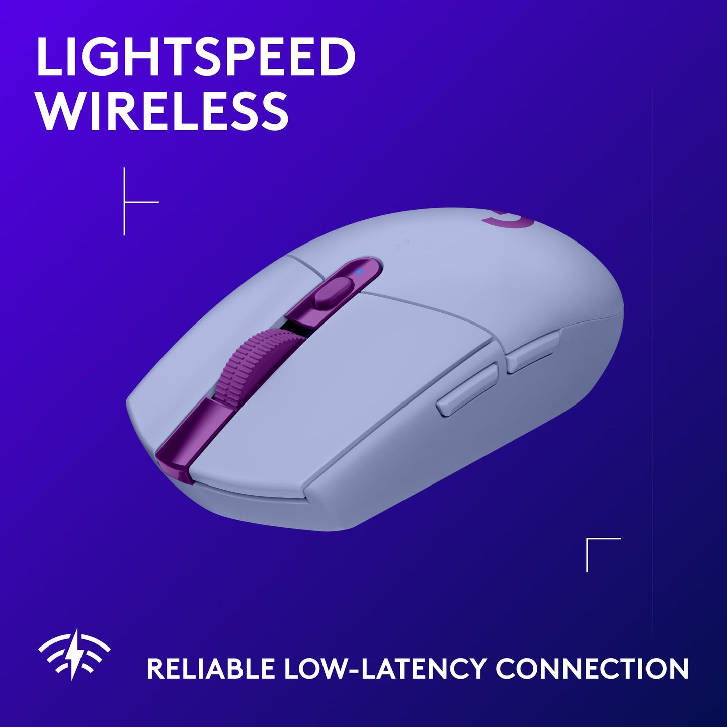 Logitech G305 LIGHTSPEED Wireless Gaming Mouse, Hero 12K Sensor, 12,000 DPI, Lightweight, 6 Programmable Buttons, 250h Battery Life, On-Board Memory, PC/Mac - Lilac