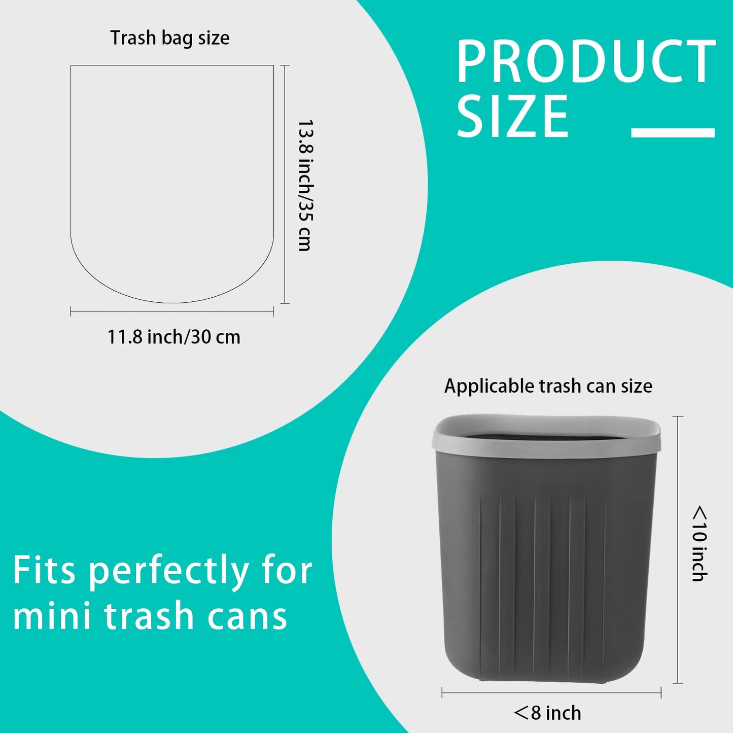 GWZiehory Mini Strong Trash Bags, 0.5 Gal Small Garbage Bags for Desktop Mini Trash Can, 300 Counts, Black