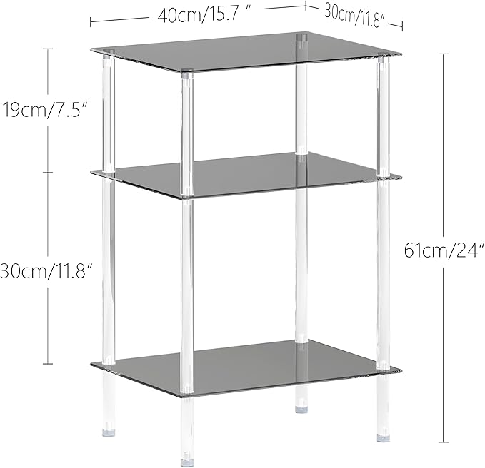 Tempered Glass Side Tables Set of 2 Acrylic End Table