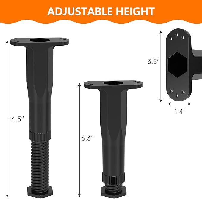 8 PCS Adjustable Bed Frame Support Legs, Frame Center Slats Heavy Support Leg