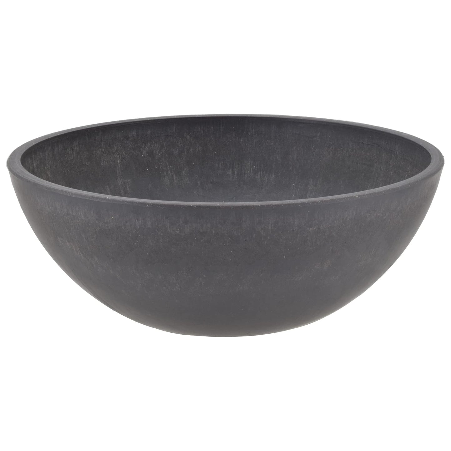 PSW Pot Collection M30DC 12-inch Plastic/Stone/Wood Composite Low Bowl Planter – No Drainage Hole (Drillable), Shallow Indoor/Outer Pot for Succulents, Bonsai, Fairy Gardens, Herbs, Dark Charcoal