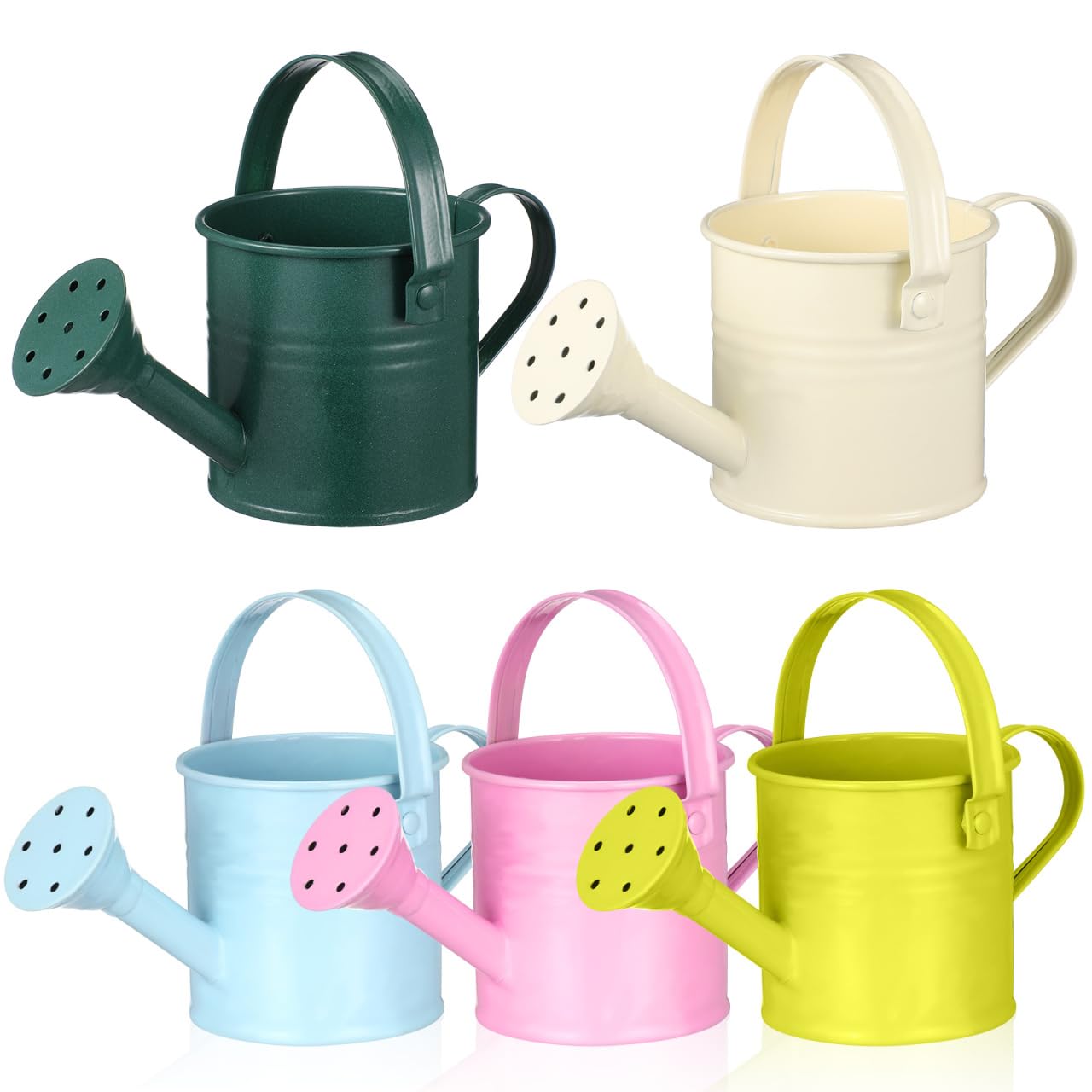 5 Pcs Kids Watering Can Bulk, Mini Metal Watering Can with Long Spout, Small Iron Watering Pots for Indoor Plants, Kids Gardening Tools (Random Color)