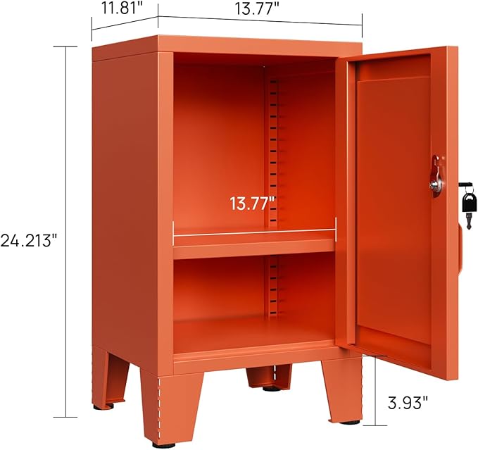 ALBAD Metal Nightstand with Lockable Cabinet, Compact Mini Locker Bedside Table