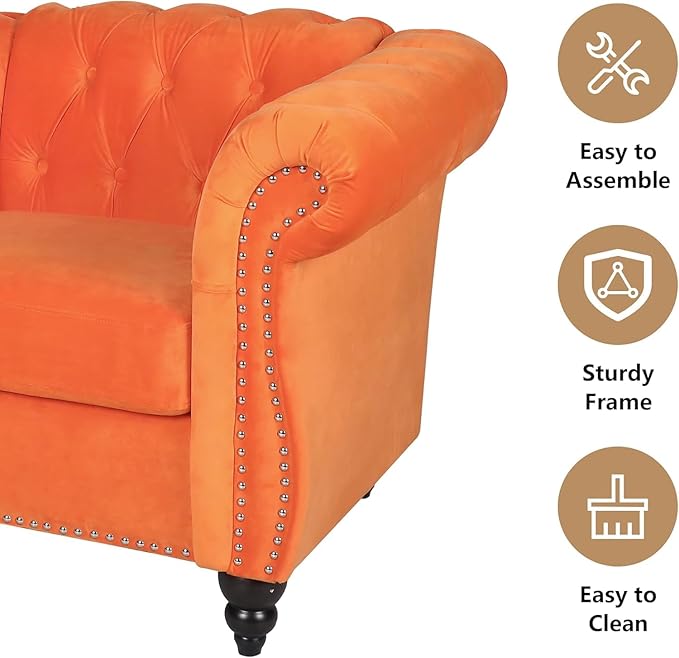 Mid-Century Sofa Chair, Velvet Accent Chair