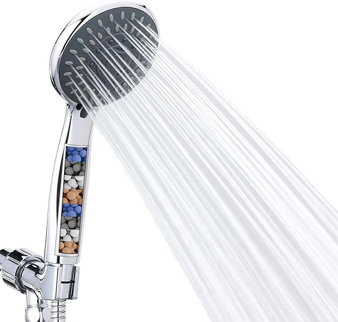 Briout Filtered Shower Head with Handheld, High Pressure 5 Spray Mode Showerhead with Hose Bracket Filter for Hard Water