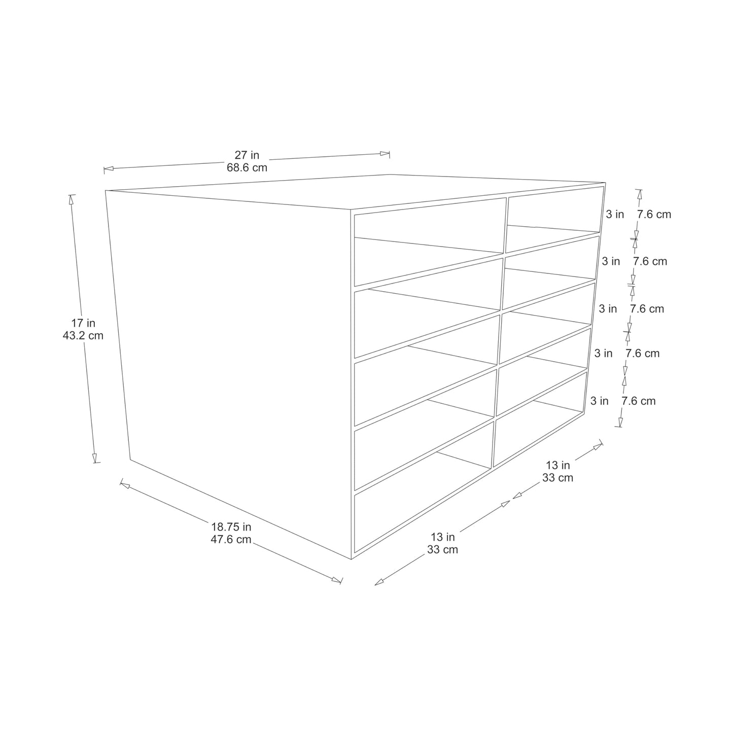 Classroom Keepers 12" x 18" Construction Paper Storage, 10-Slot, White, 17" H x 27" W x 19" D, 1 Unit