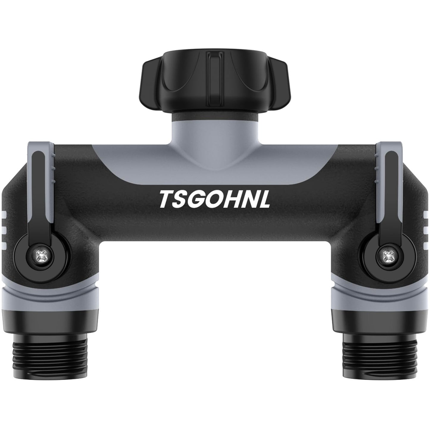 2 way hose splitter outdoor spigot splitter hose bib adapter garden faucet manifold water hose connector multiple hose connection garden watering - Grey