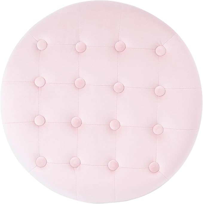 Homepop Home Decor | Upholstered Round Velvet Tufted Foot Rest Ottoman | Ottoman