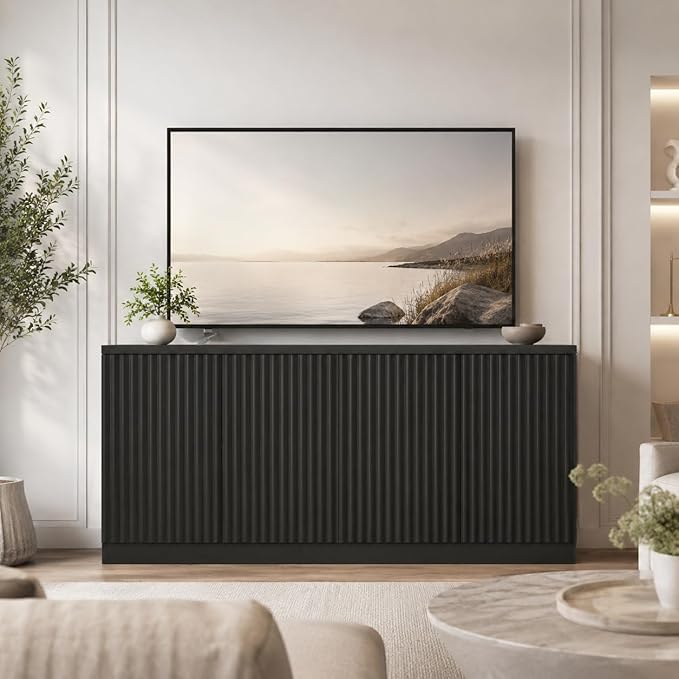 63'' Fluted TV Stand for TVs up to 75'', Modern Media Console