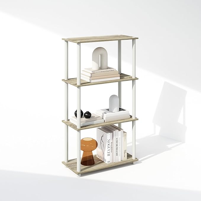 Furinno Turn-N-Tube Book Shelf, 4-Tier Bookshelf, Bookcase
