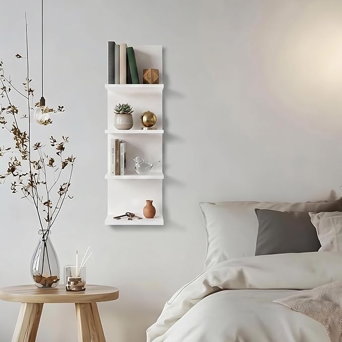 Homaterial 4 Tiers Floating Shelves, Modern Wall Mounted Shelf Storage Shelves