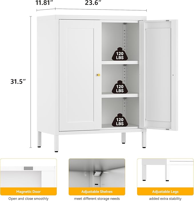 YAUWOH Metal Bathroom Storage Cabinet, Bathroom Floor Storage Cabinet