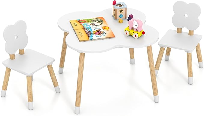 Costzon Kids Table and Chairs, Wooden Toddler Desk Set