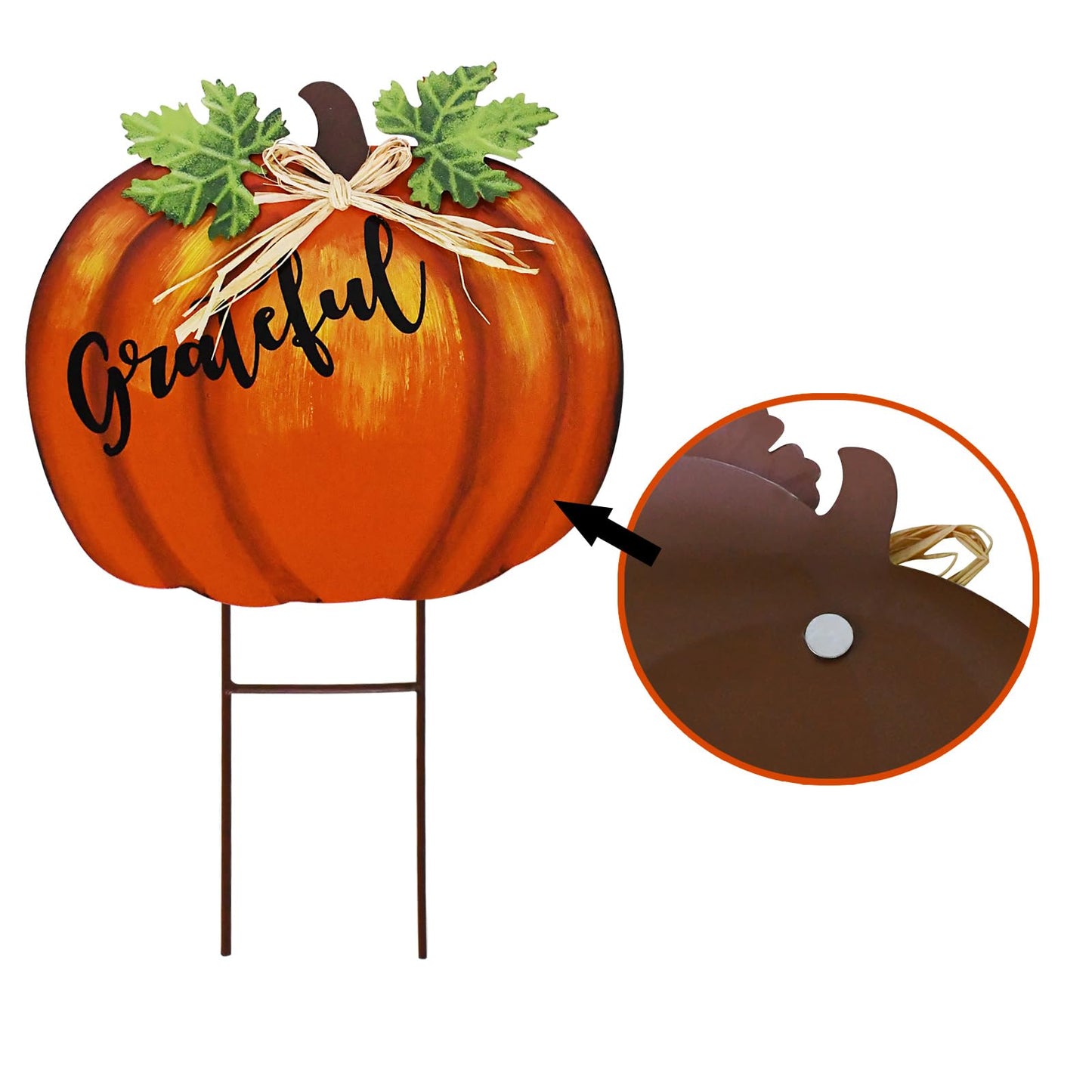 Morning View Stacked Pumpkin Garden Stakes Metal Yard Sign Fall Decor Outdoor Autumn Yard Stake Art Pumpkin Lawn Ornaments Magnetic for Patio Porch Thanksgiving Halloween Harvest 18.5 Inch