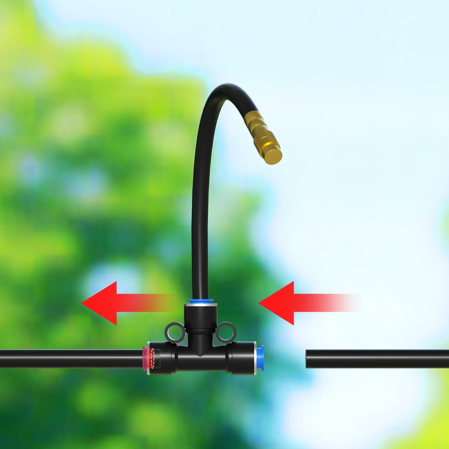 MIXC 20pcs 360° Adjustable Drip Irrigation Nozzles for 1/4" Drip Irrigation Tubing, Only 20pcs Flexible Misting Copper Nozzles and Quick-Connect Three-Way Tubing Fittings