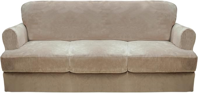 CUCRAF Cushion Sofa Cover 4 Piece Slipcovers, Soft Thick Velvet Couch Cover