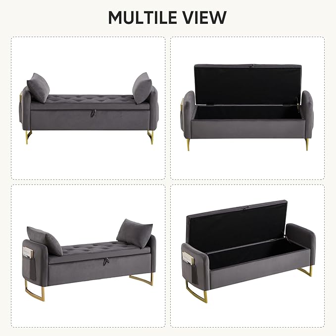 48" End of Bed Bench, Modern Storage Benches