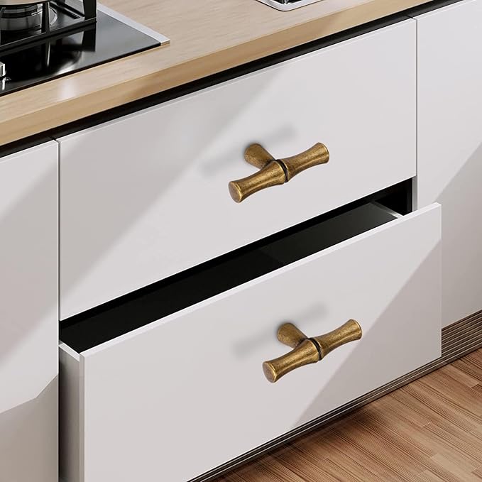 6Pcs Bamboo Shape Zinc Alloy Cabinet Knobs Handles pulls, Dresser Drawer