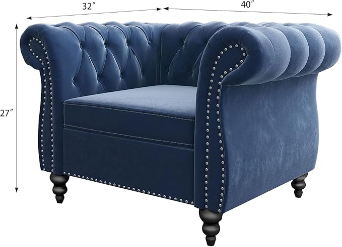 Mid-Century Sofa Chair, Velvet Accent Chair