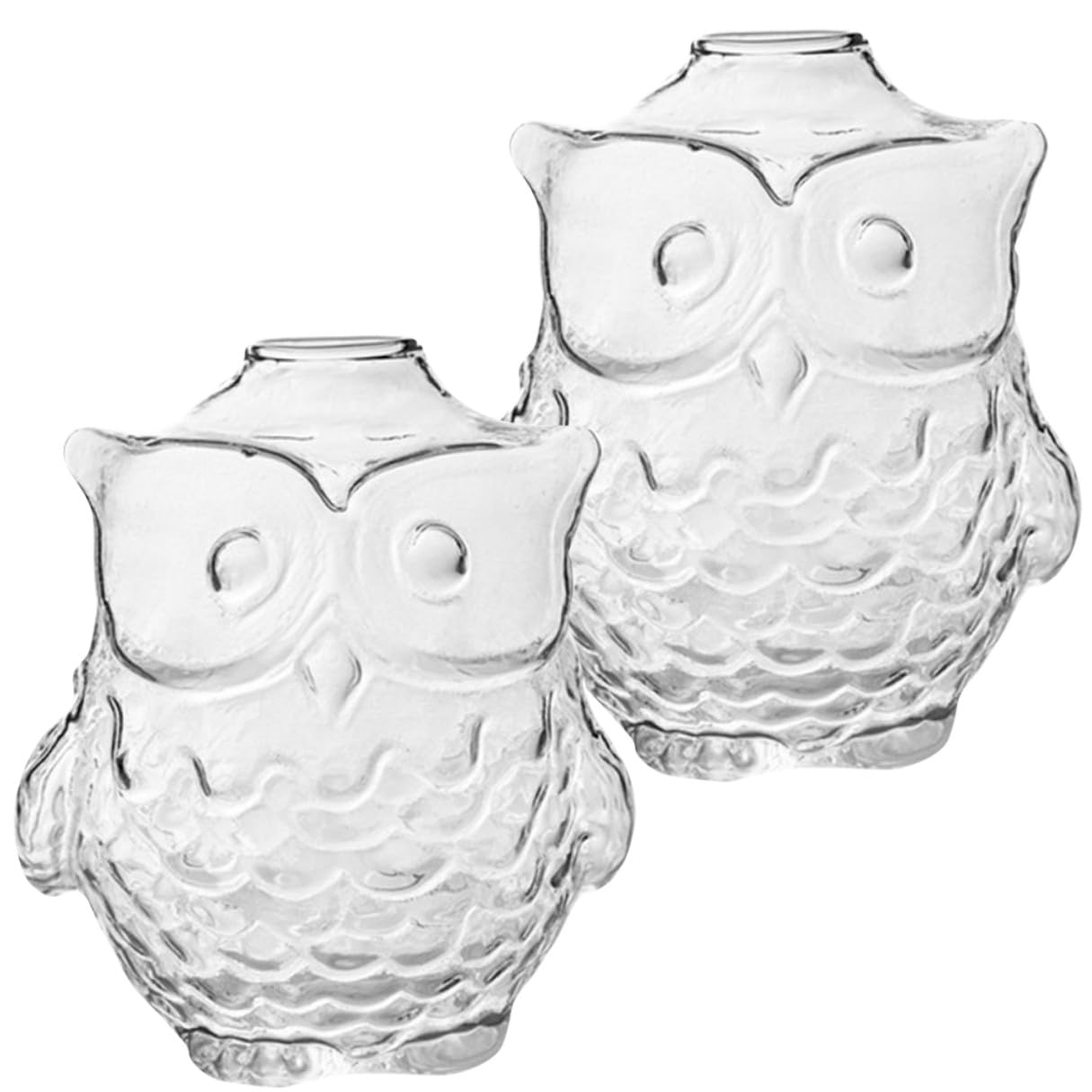 Alasum Owl Shaped Hydroponic Glass Vase 2pcs 9x7.5x8.5cm Table Glass Flower Vase for Home Office Decorative Plant Terrarium