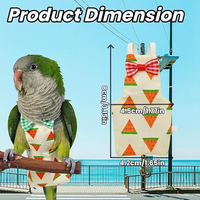 6 Pcs Bird Diapers Bird Harness Flight Suits Diapers Reusable Parrot Nappy with Waterproof Inner Layer Washable Cute Urine Wet Suit Costume for Cockatiel Conure Budgie Macaw Parakeet, S