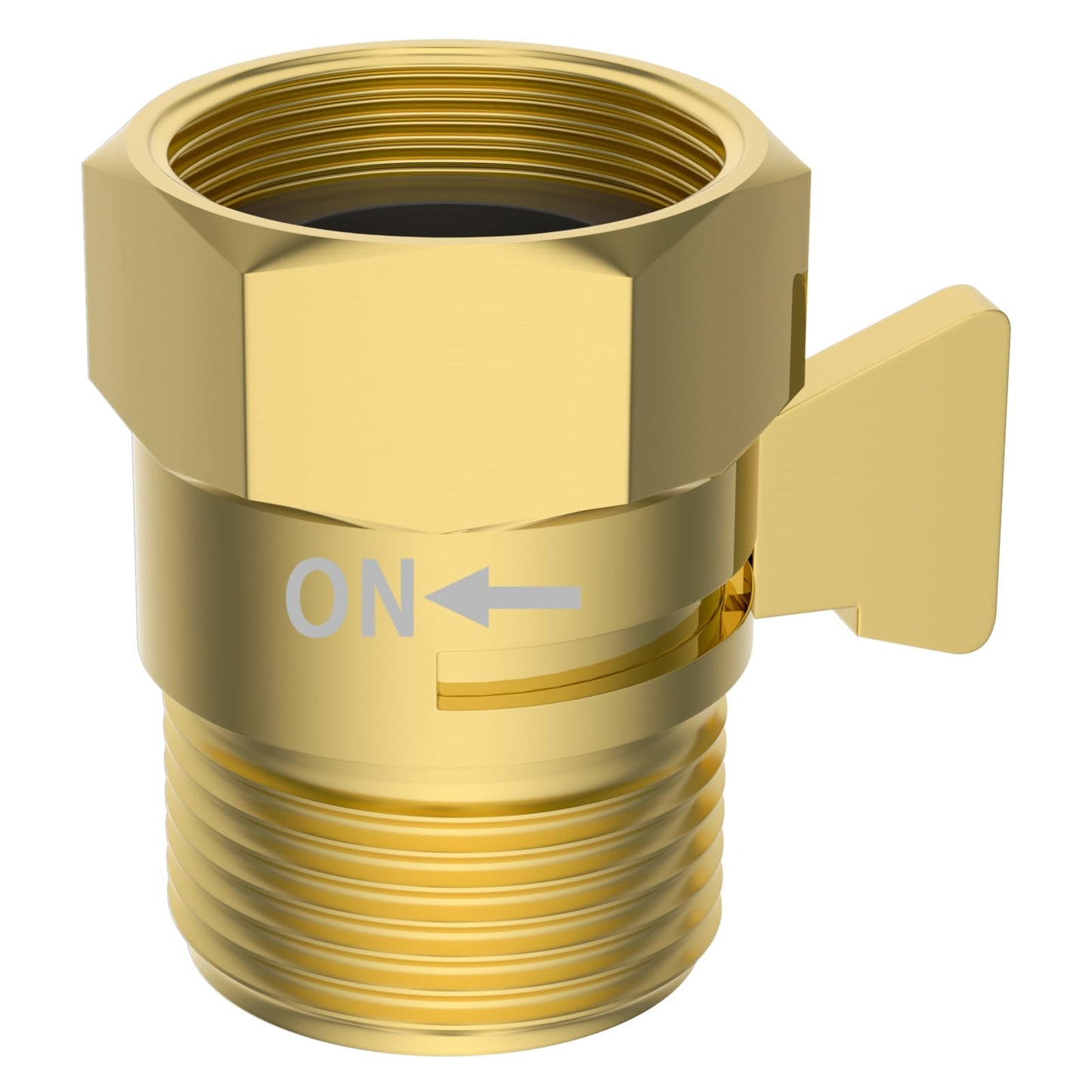 Hibbent All Metal 1 Pack Shower Head Flow Control Valve, G1/2 Brass Shut-off Valve with Metal Handle Lever, Shut OFF Water Flow Control Regulator for Handheld Shower, or Bidet Sprayer, Brushed Gold