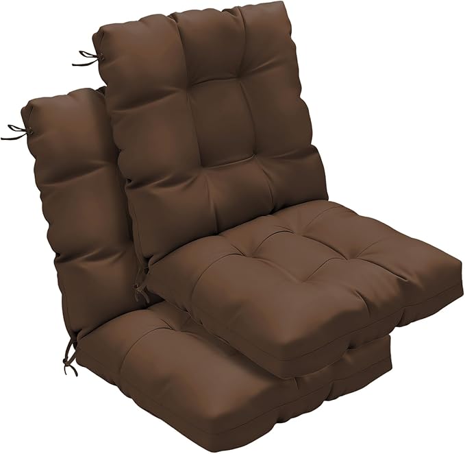 Outdoor Chair Cushions Set of 2, High Back Soft Seat Pad